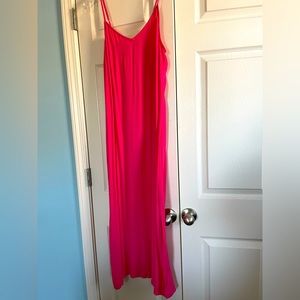Brand new pink maxi sundress with spaghetti straps, size petite large.